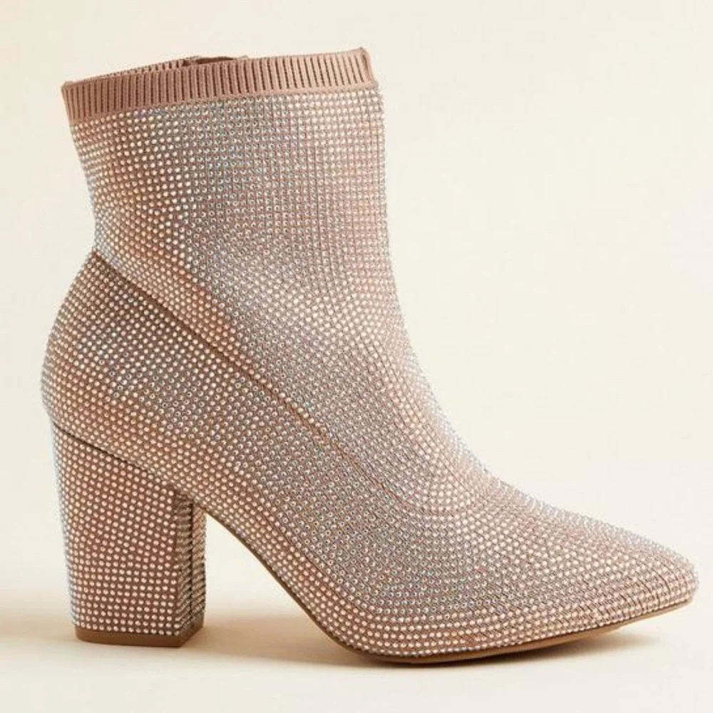 π Torrid - Tan Rhinestone Ankle Boots - Picture 3 of 8